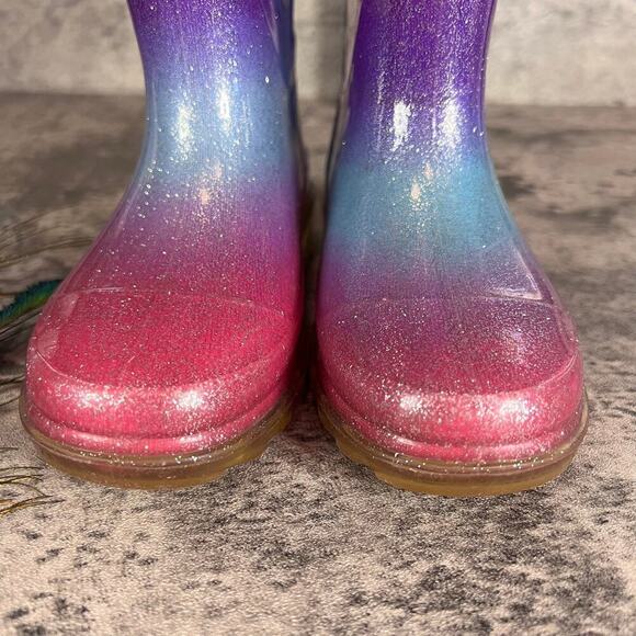 Wester Chief Girls Rainboots sz 8 Water Proof Fall Shoes Rainbow Sparkle Glitter - Picture 4 of 5